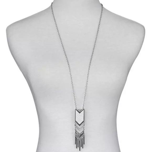 🎀 NEW Last 1 • Silver Long Boho Tassel Necklace • - Picture 6 of 8